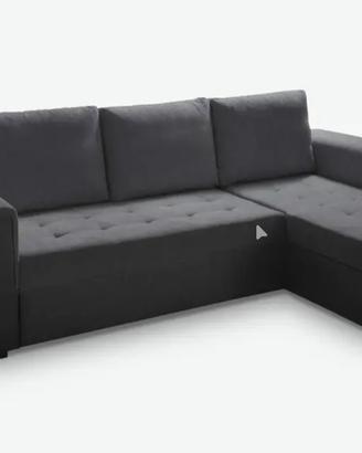 Divano ad angolo con funzione letto e cassettone