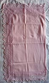 lenzuola completo matrimoniale rosa con pizzo 