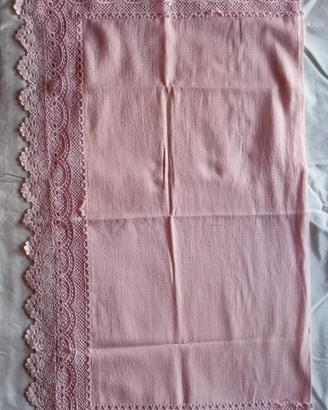 lenzuola completo matrimoniale rosa con pizzo 