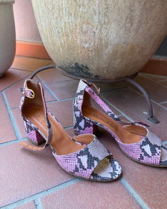 Sandalo in pelle stampa pitone nr 37 Made in Italy