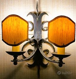 Coppia di applique vintage in ferro battuto