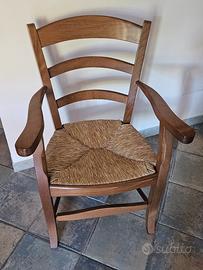  sedie  capotavola rustiche in legno e paglia