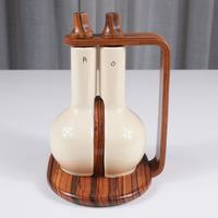Oliera Acetiera Teak e Ceramica Stile Aalto 1970