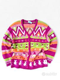 Cardigan Vintage Multicolor Fantasia Gatti Tg 46