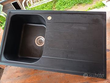 lavello vetro resina nero