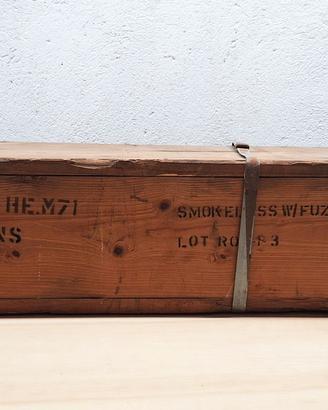 Cassa militare vintage legno 90mm M71 vuota 50's