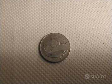 Moneta 5 lire anno 1955