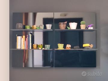 Parete attrezzata con mensole Pianca laccata nero