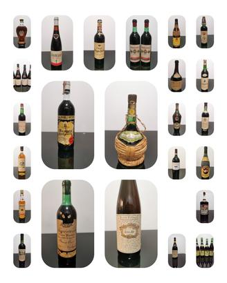 Stock bottiglie vintage vino 