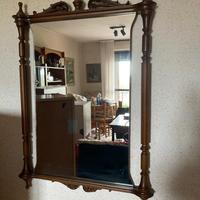 Specchio cornice legno e mensola in marmo