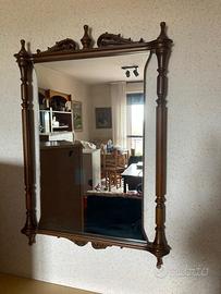 Specchio cornice legno e mensola in marmo