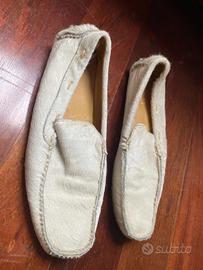 Mocassini in pelle bianca di cavallino