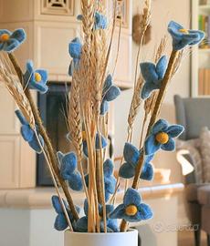 Rami fioriti blu in feltro (kit da 3) NUOVI