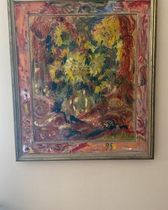 Dipinto olio su tela e resina