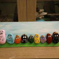 famiglia Barbapapa' realizzata con sasdi di mare