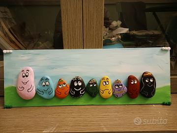 famiglia Barbapapa' realizzata con sasdi di mare