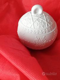 Palla natalizia portagioie o portacandela in gesso