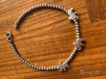 Bracciale argento con elefantini