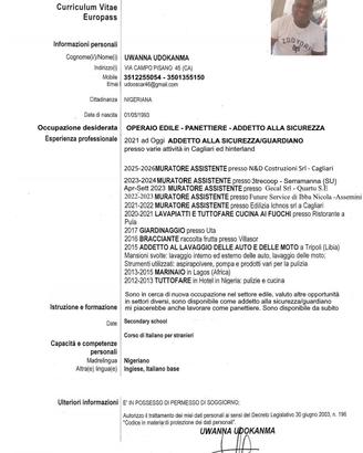 Manovale, Vigilanza, Panettiere,  pulizie
