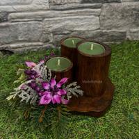 porta candele in legno