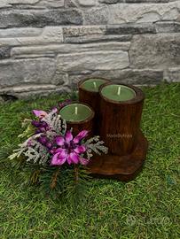 porta candele in legno