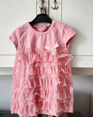 Vestitino rosa con balze e pizzo taglia 24 mesi