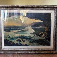 Scogliera. Dipinto ad olio su tela, anni 70.