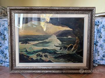 Scogliera. Dipinto ad olio su tela, anni 70.