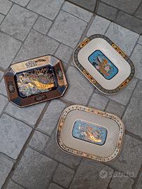 Set 3 vassoi da collezione multicolor Kutani 13x17