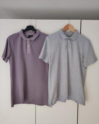 Coppia Polo uomo Tg.S colori lilla e grigio 