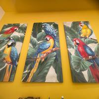 Quadri trittico pappagalli