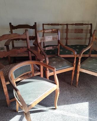 Divanetto e sedie legno