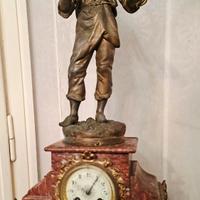 ANTICO OROLOGIO PENDOLA PARIGINA ANTIMONIO MARMO