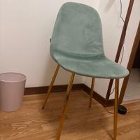 Sedia in velluto, color petrolio