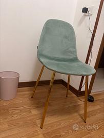 Sedia in velluto, color petrolio