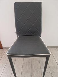 4 sedie imbottite grigio rombi e bordini bianchi