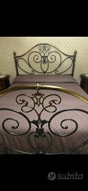 Letto di ottone e ferro battuto