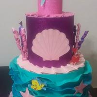 Torta finta per compleanno tema Ariel