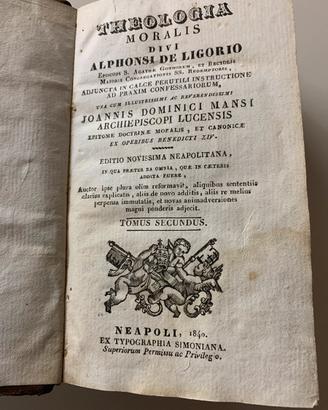 Libro Antico 1840 Theologia Moralis