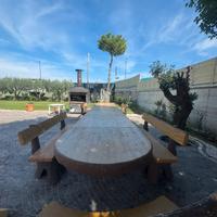 Tavolo da giardino in cemento effetto legn