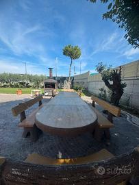 Tavolo da giardino in cemento effetto legn