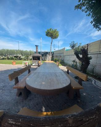 Tavolo da giardino in cemento effetto legn
