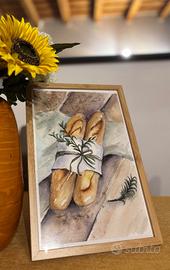 Quadro Acquerello Originale – Baguette Francesi