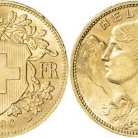 MARENGHI SVIZZERI 20 FRANCHI IN ORO