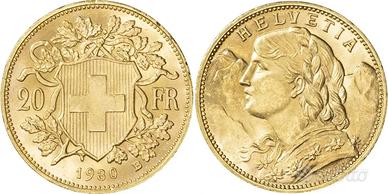 MARENGHI SVIZZERI 20 FRANCHI IN ORO