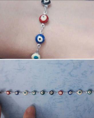 Completo NUOVO bracciale e collana occhio turco