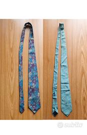 Set due cravatte sartoriali vintage uomo, azzurre