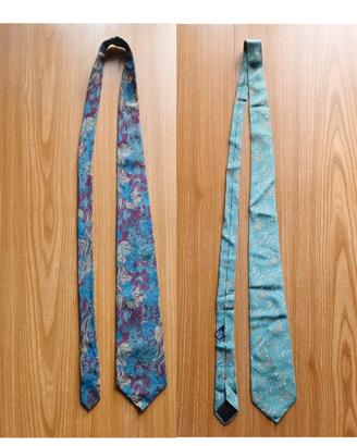 Set due cravatte sartoriali vintage uomo, azzurre
