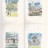 4 stampe di Orfeo Tamburi: vedute di Parigi