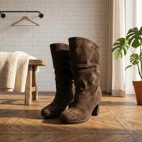 Stivali slouch, pelle, 39, marrone